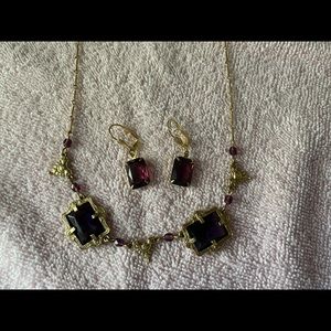 Antique Amethyst Earring & Necklace Set